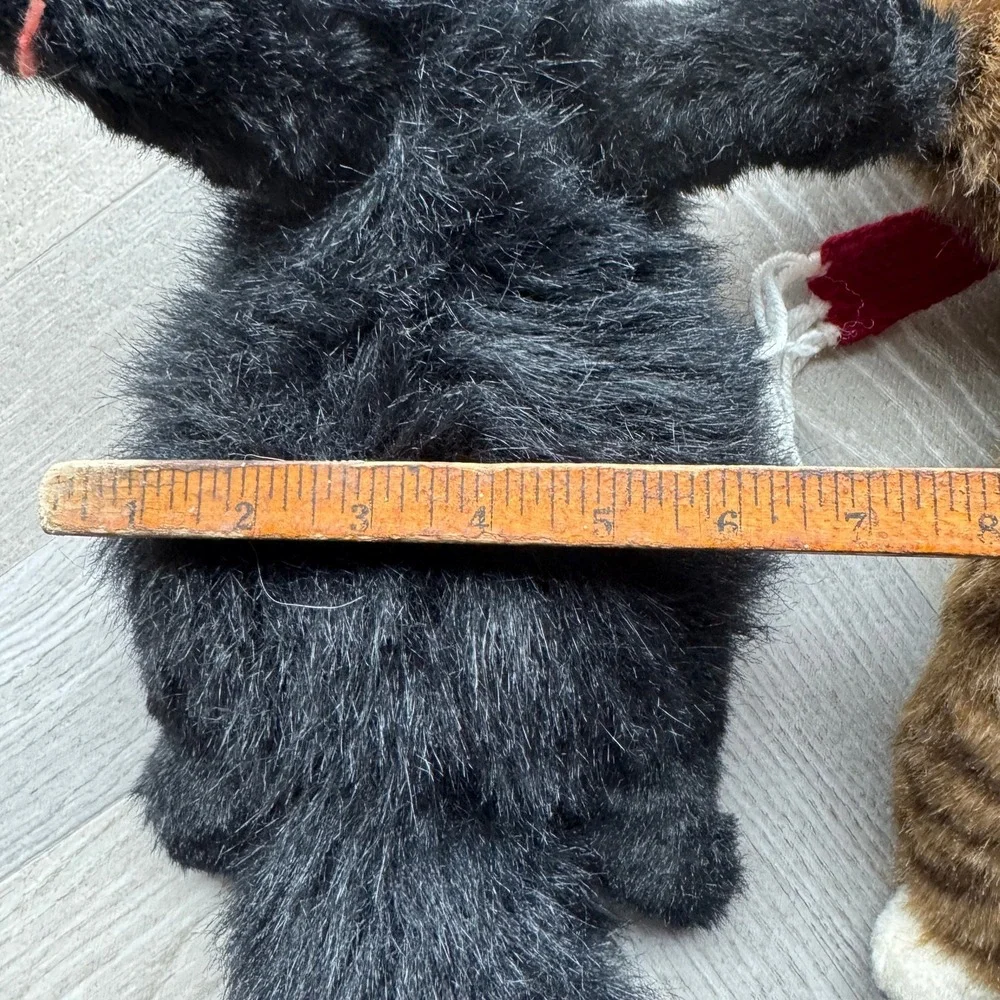Vintage Ty Beanie Buddy Black Cat & Realistic Brown Tabby Plushies 16